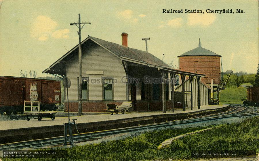 Postcard: Railroad Station, Cherryfield, Maine